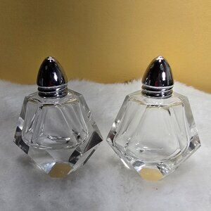 Vintage Cut Glass Salt and Pepper shakers 3 inch Height